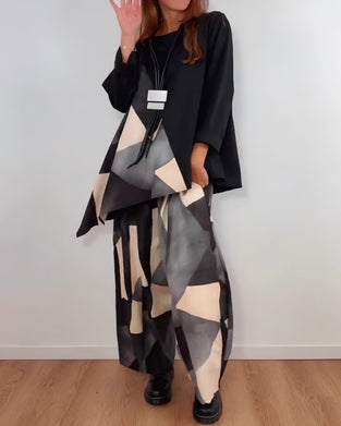 Todelt Sett Casual Geometrisk Print Vide Bukser