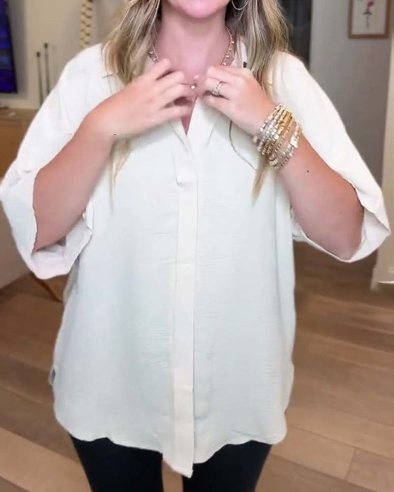 Skjorte Solid Knapp-Ned Krage