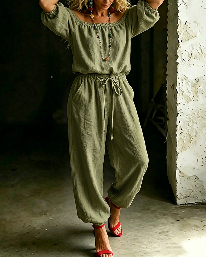 Jumpsuit Off-Shoulder Knyt Midje Innsnørt Midje