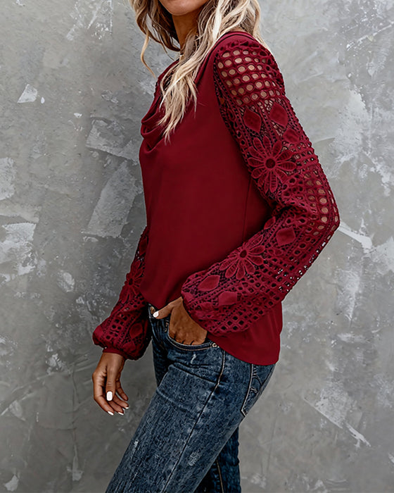 Bluse Knipling Heklet Rysjekrage