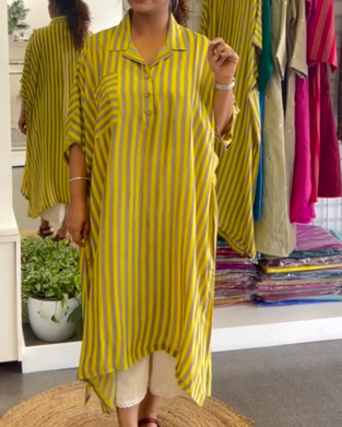 Kjole Jakkeslag Løs Stripet Skjorte