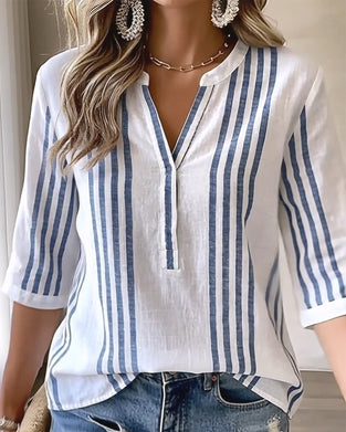Bluse Vertikal Stripe Stående Krage