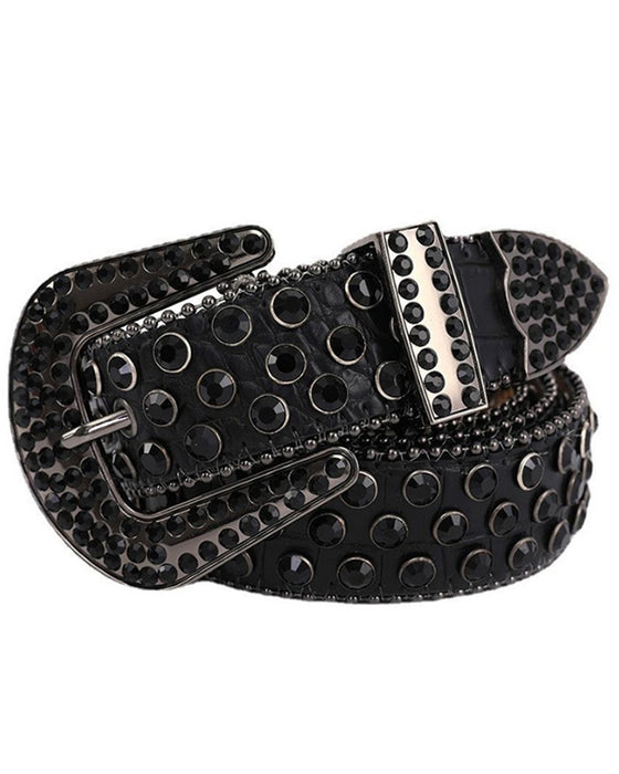 JASGOOD Belte For Kvinner Og Menn Med Strass, Bling Western Cowgirl Cowboy Nagleskinnbelte, Diamant Midjebelte For Jeans Og Bukser