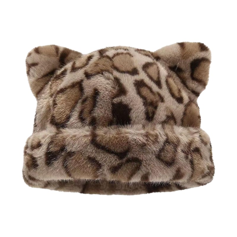 Hatt Leopardmønster Plysj Katteøre