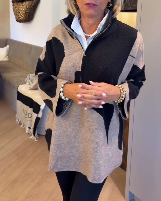 Genser Med Halv Glidelås Og Moteriktig Ståkrage