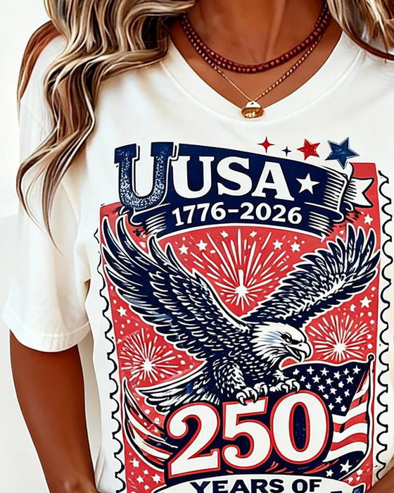 T-Skjorte Crew Neck Eagle Print