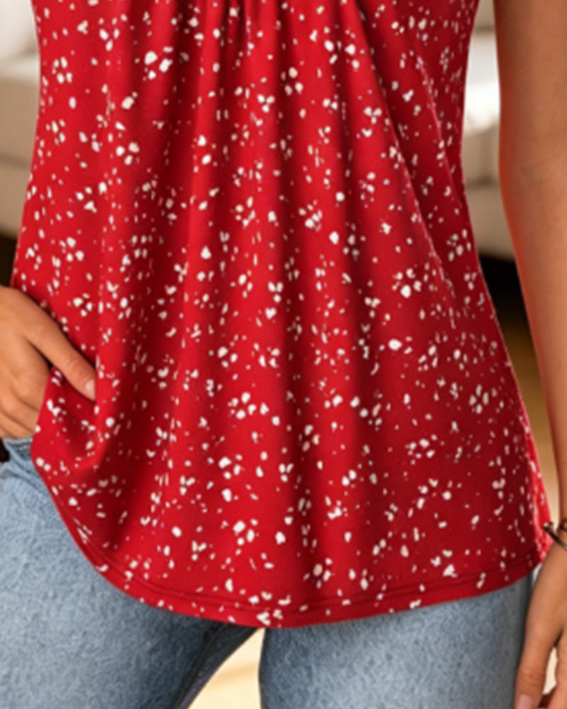 Tanktopp Lite Blomstret Trykk Ermeløs Blonde