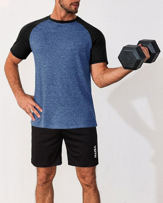 T-Shirt Kontrast Rund Hals Herre Tettsittende