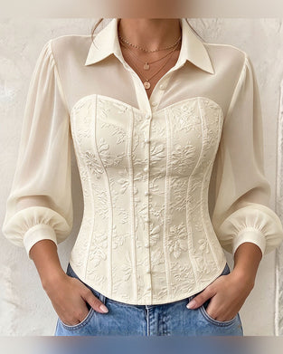 Bluse Slag Knappet Midje Slim Fit