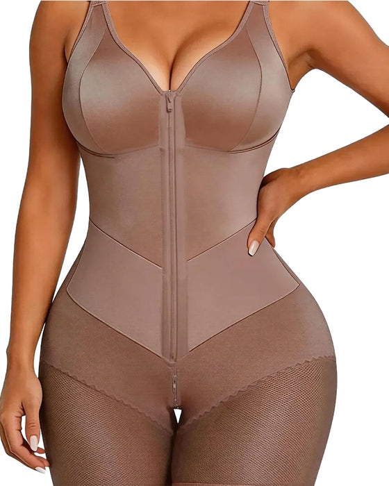 Dame Glidelås Blonde Magekontroll Shapewear Bodysuit