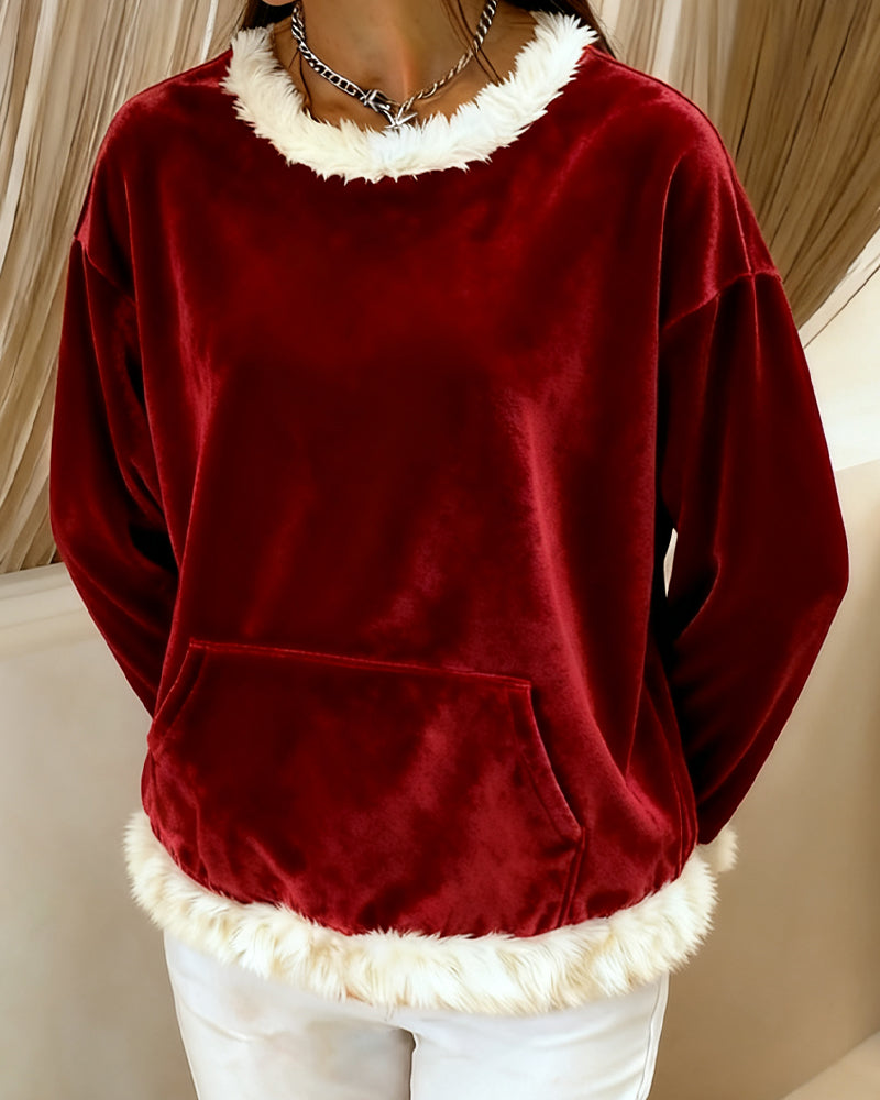 Helfarget Langermet Sweatshirt Med Lappverk