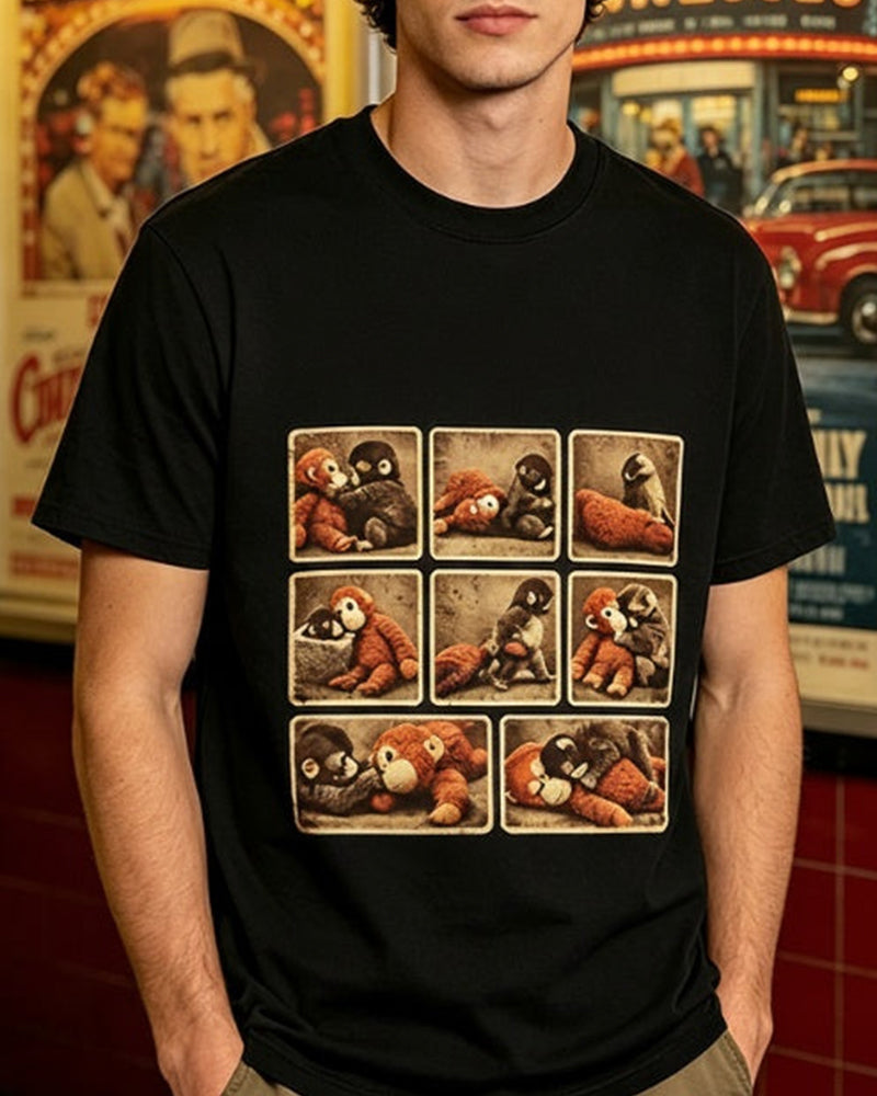 T-Skjorte Vintage Apetrykk Kortsermet