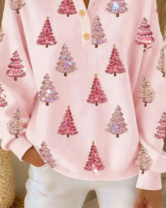 Genser Juletre Trykk Henley Krage