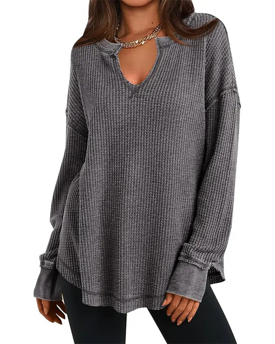Topp Vaffel Henley Lang Erme