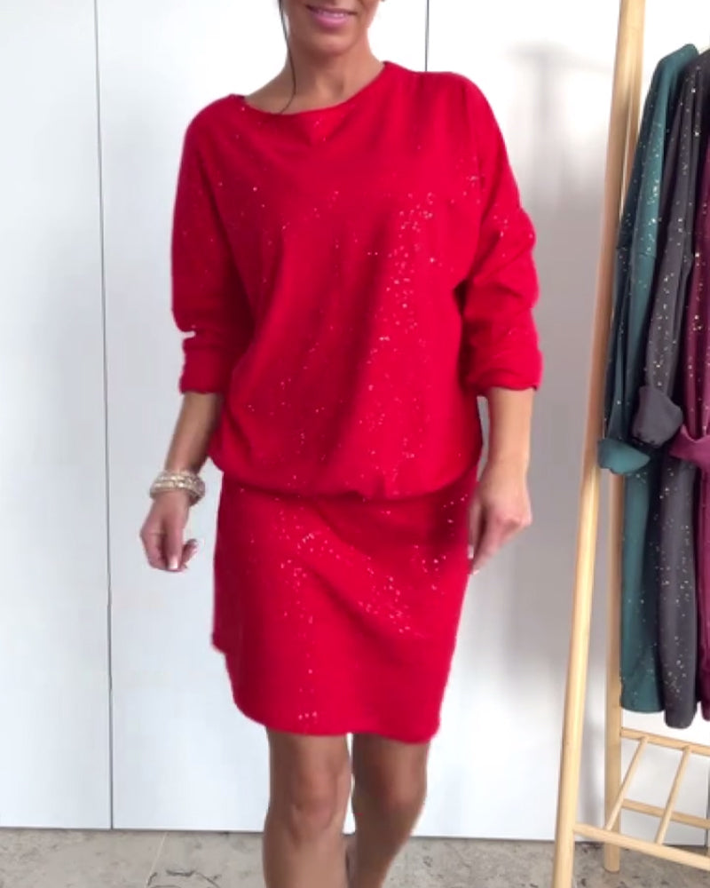 Kjole Rund Hals Fin Glitter Modisk