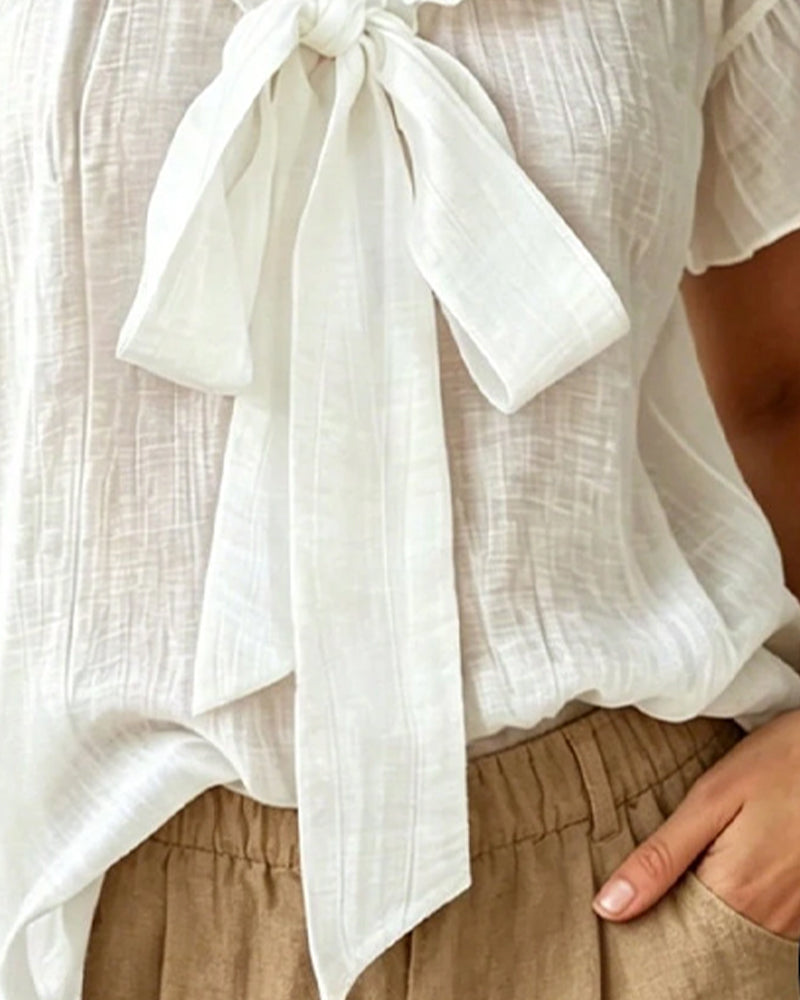 Bluse Knytting Rynket Kortermet