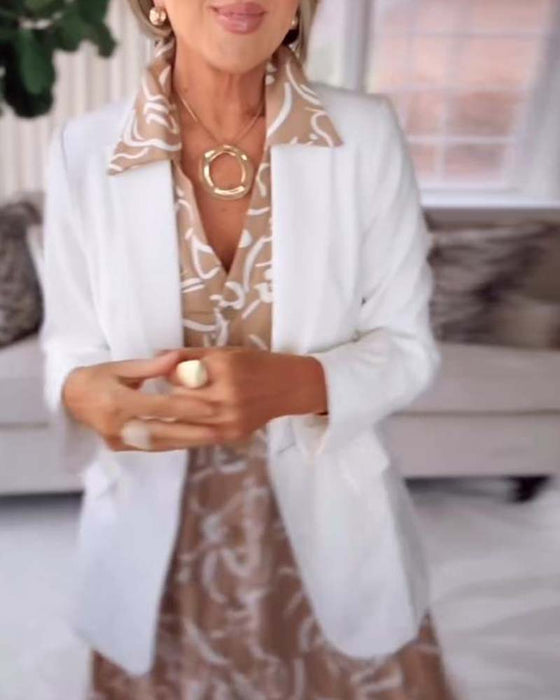 Skjørt Med Short-sleeved Pocket Dress Med Geometriske Prints Stil