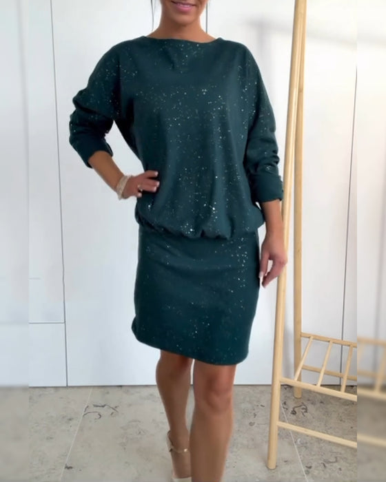 Kjole Rund Hals Fin Glitter Modisk