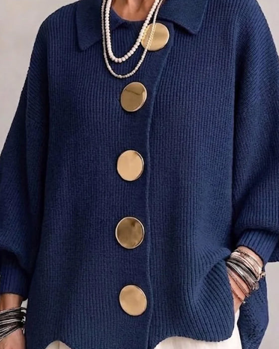 Cardigan Stor Metallknapp Jakkeslag
