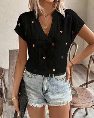 Bluse Kjærlighet V-hals Kortermet