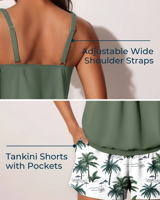 Tankini Tropisk Palme Tre Trykk