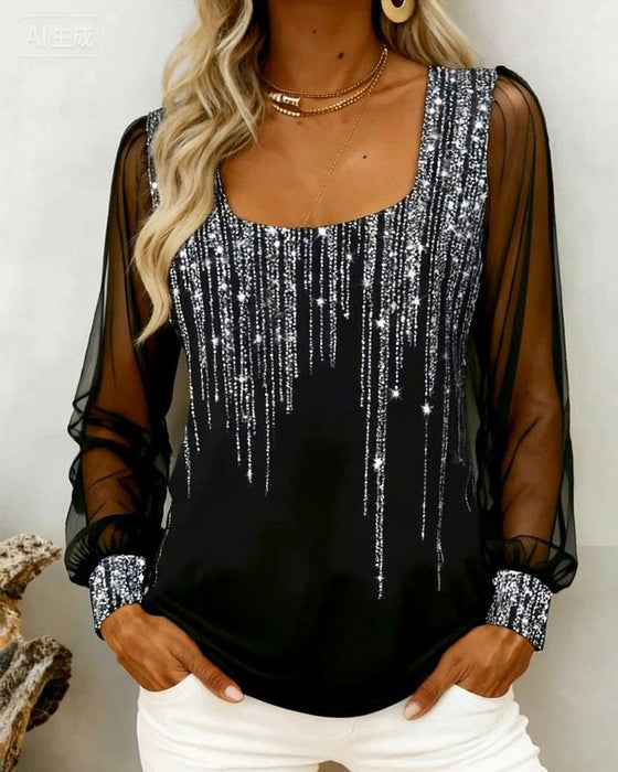 Stilfull Langermet Topp Med Lappetæktsdetaljer