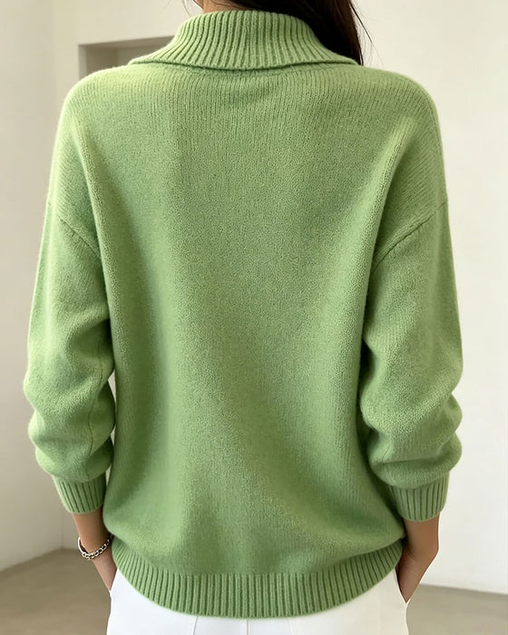 Pullover Diagonal Slag Knapp Solid