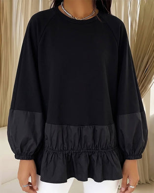 Sweatshirt Rund Hals Rysje Langermet