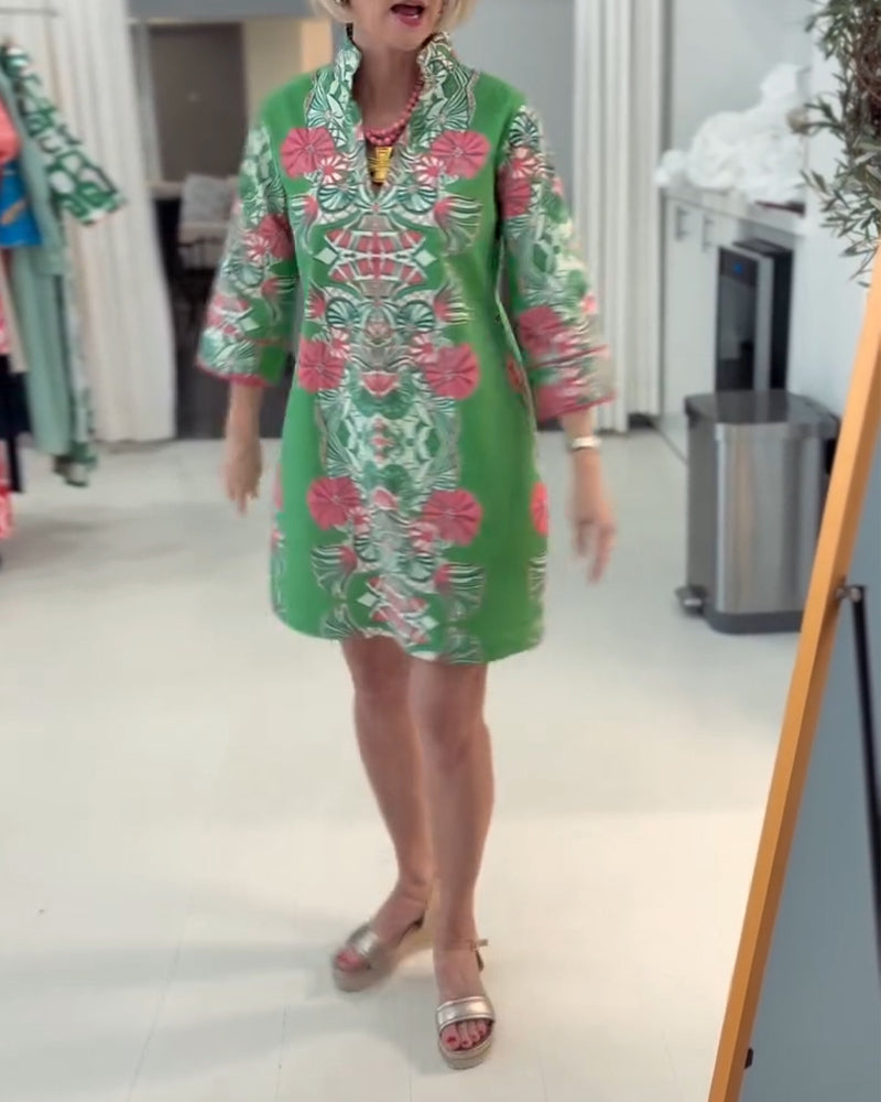 Kjole Stilig Løs Passform Trykt