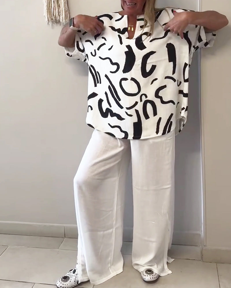 T-Skjorte Kortermet Geometrisk Trykk