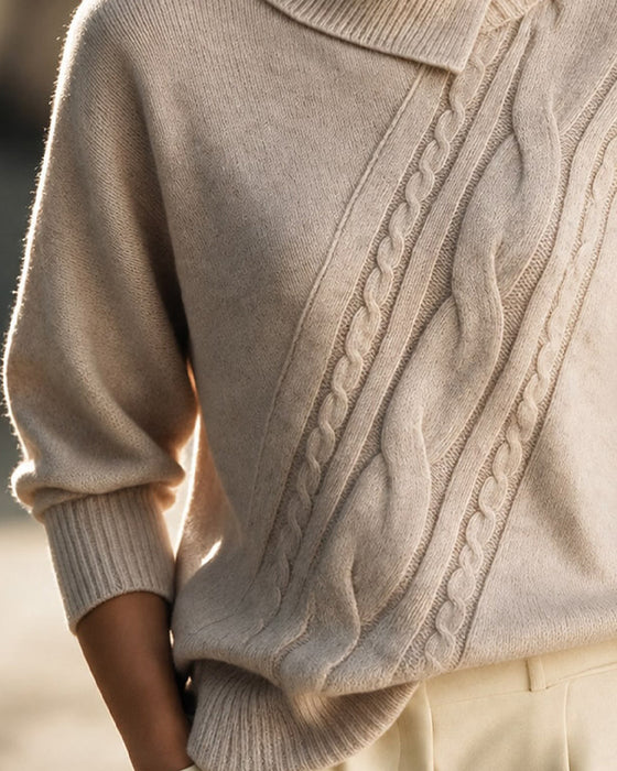 Genser Diagonal Flette Turtleneck Knapp
