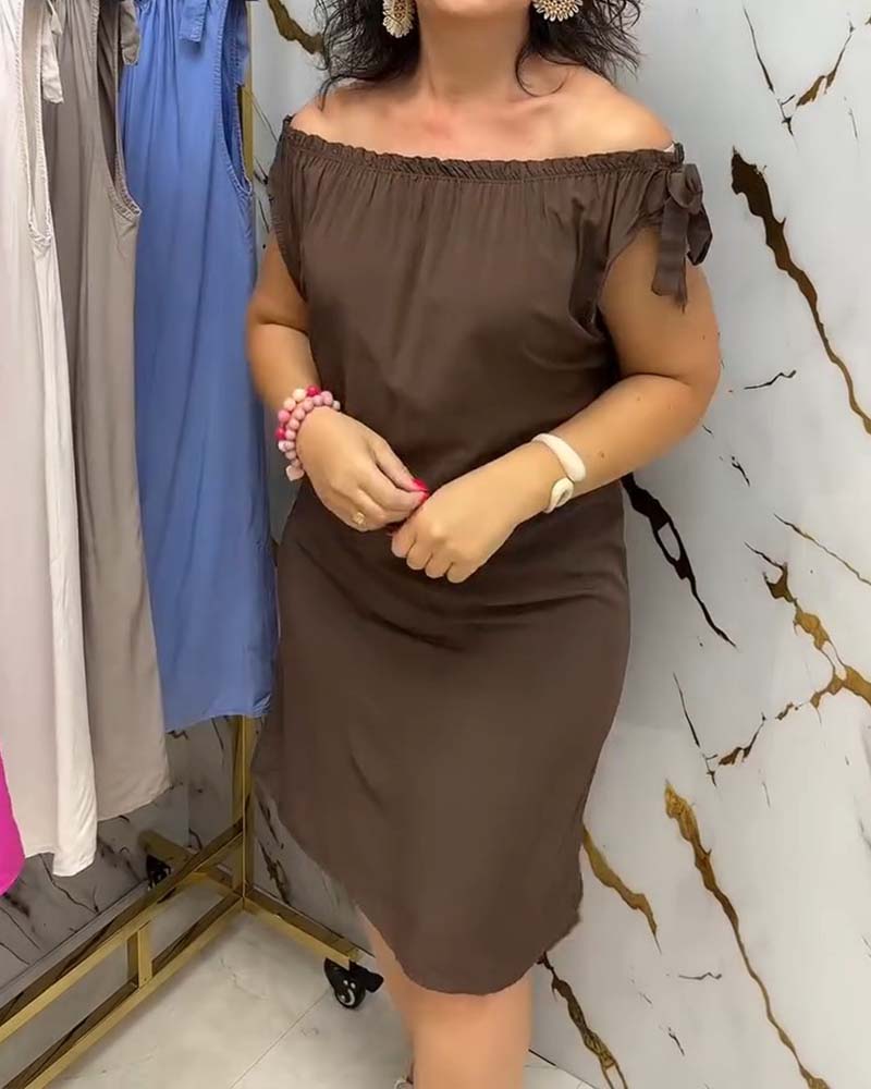 Kjole Off-Shoulder Slips Solid