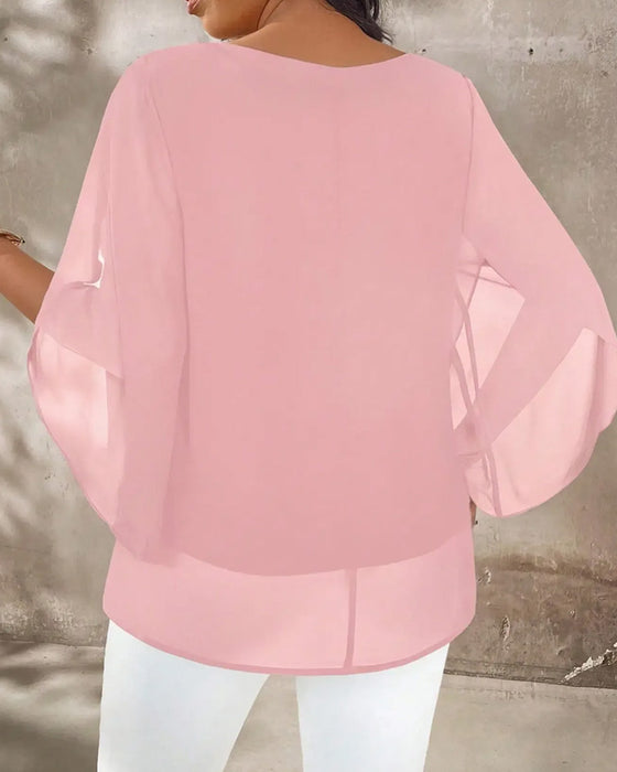 Bluse Rundhalset Uregelmessig Solid