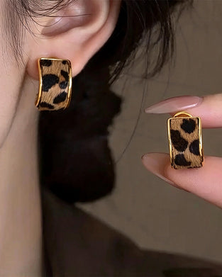 Dame Leopardmønster Geometrisk Statement Ringerøredobber