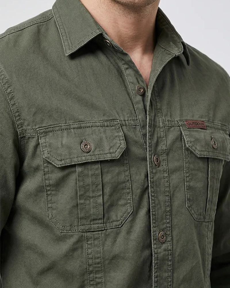 Skjorte Herre Arbeidsklær Lomme Ensfarget