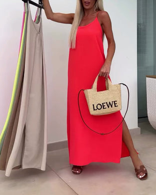 Kjole Ermeløs Uten Stropper Enfarget Splitt