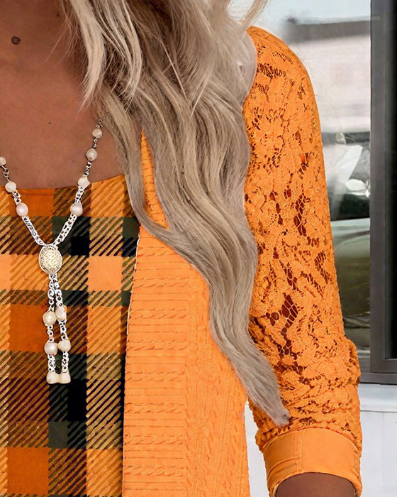 Topp Med Faux Todelt Rutemønster