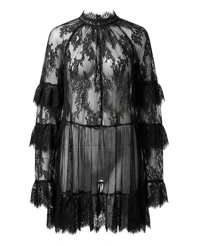 Kjole Elegant Hullkant Blonder