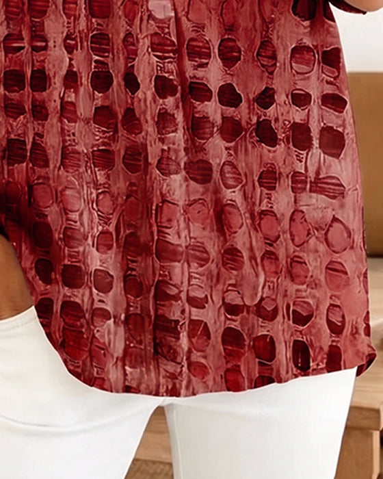 Bluse Prikket Trykk Knapp Halv Stolpe