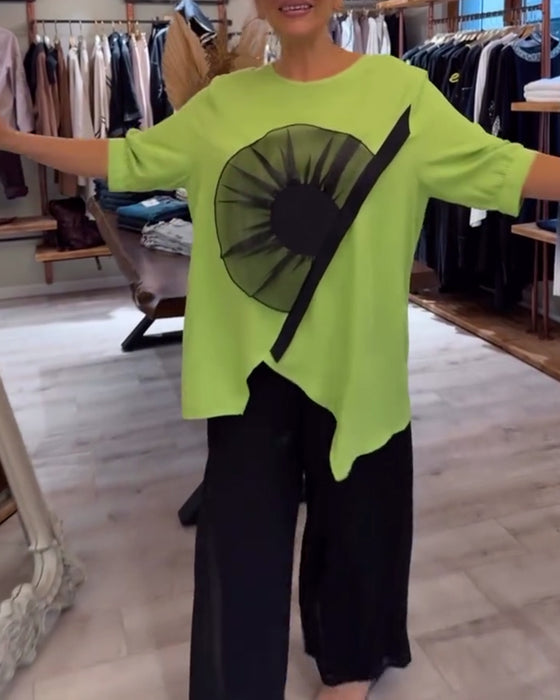 T-Skjorte Blomstertrykk Kortermet Casual