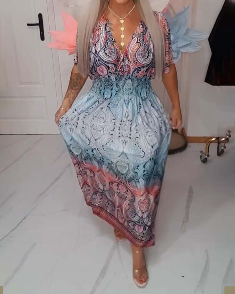 Kjole V-hals Midje Drapert Ferie