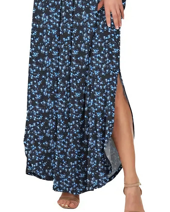 Kjole Elegant Blekkvask Blomstret Maxi