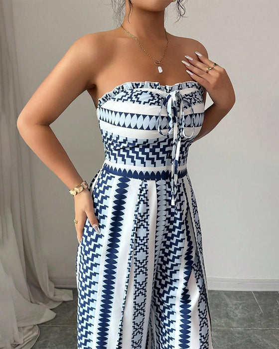 Jumpsuit Geometrisk Bandeau Spalte Bred Ben
