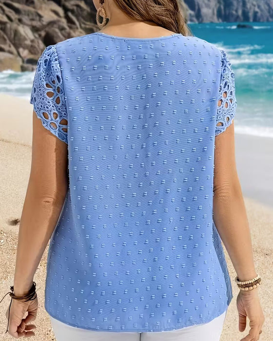 Bluse Rund Hals Pufferme