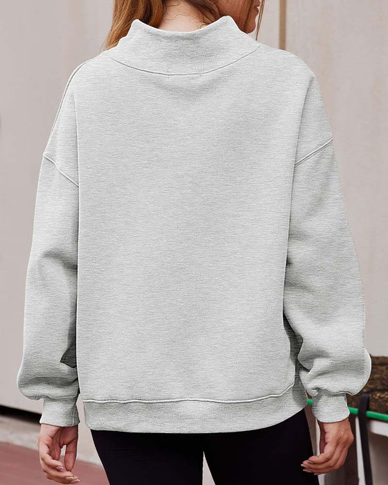 Sweatshirt Drop Skulder Solid Lang Erme