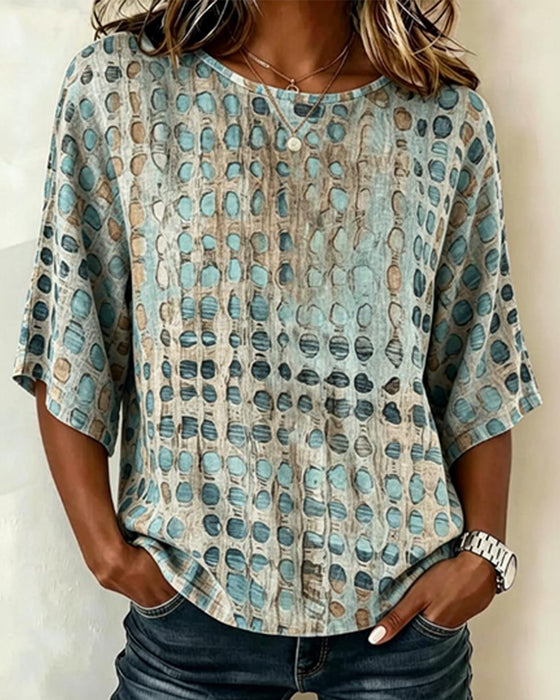Bluser Rundhals Kortermet Polka Dot