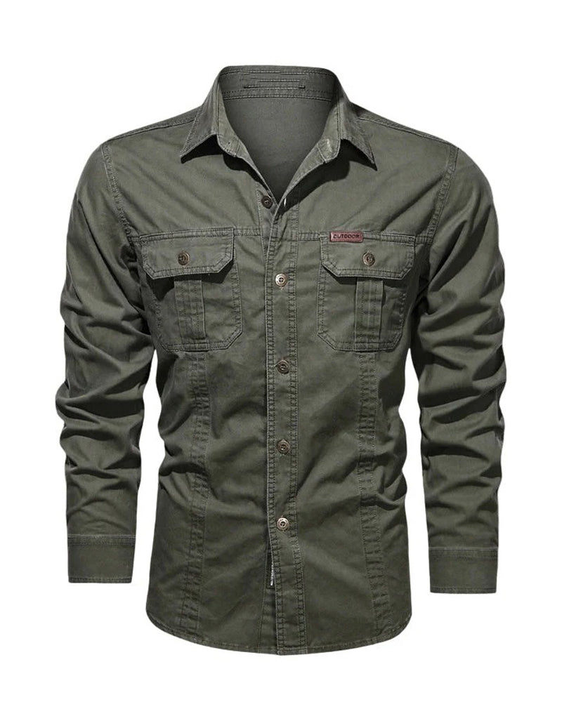 Skjorte Herre Arbeidsklær Lomme Ensfarget