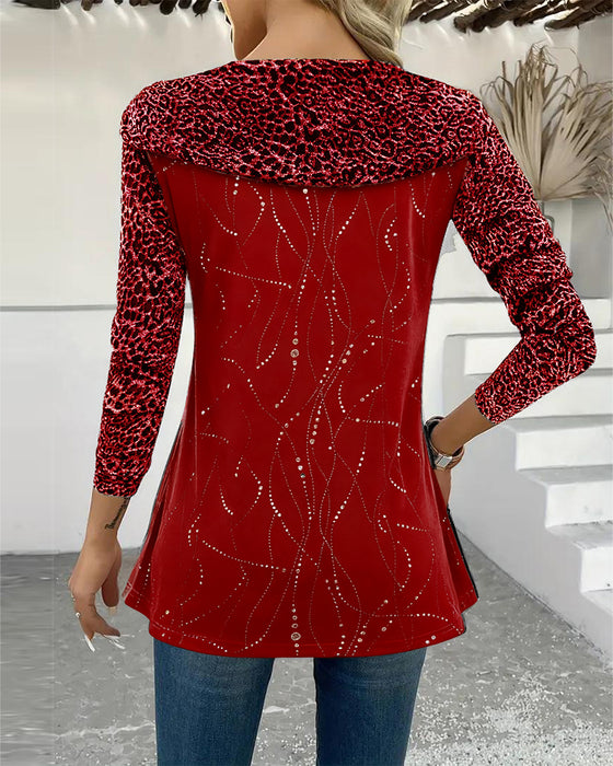 Langermet Topp Med Leopardmønster