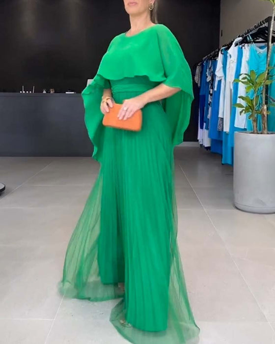 A-line maxikjole med rund hals