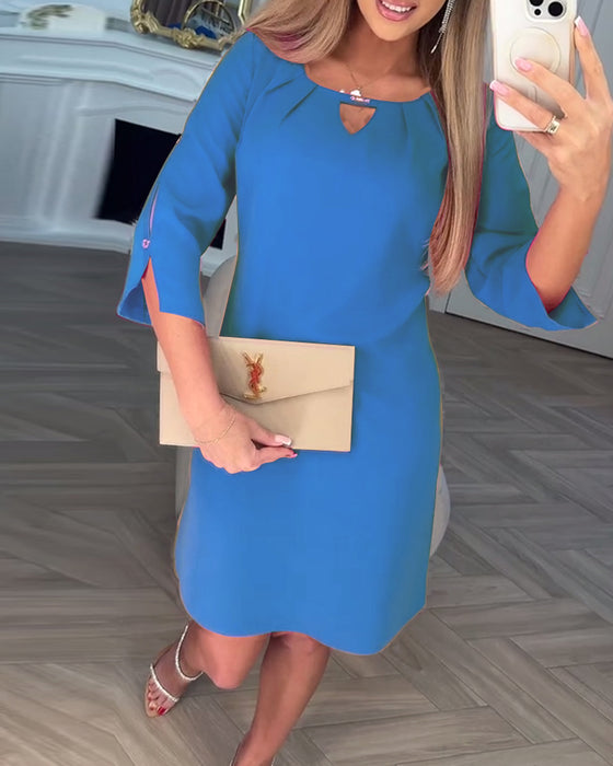 Kjole Elegant Ensfarget Hul Rett